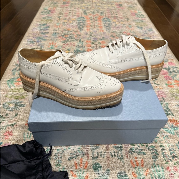 Prada Shoes - Prada white platforms